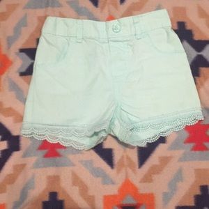 Girls 4T Teal Shorts with Lace Trim Embellishment